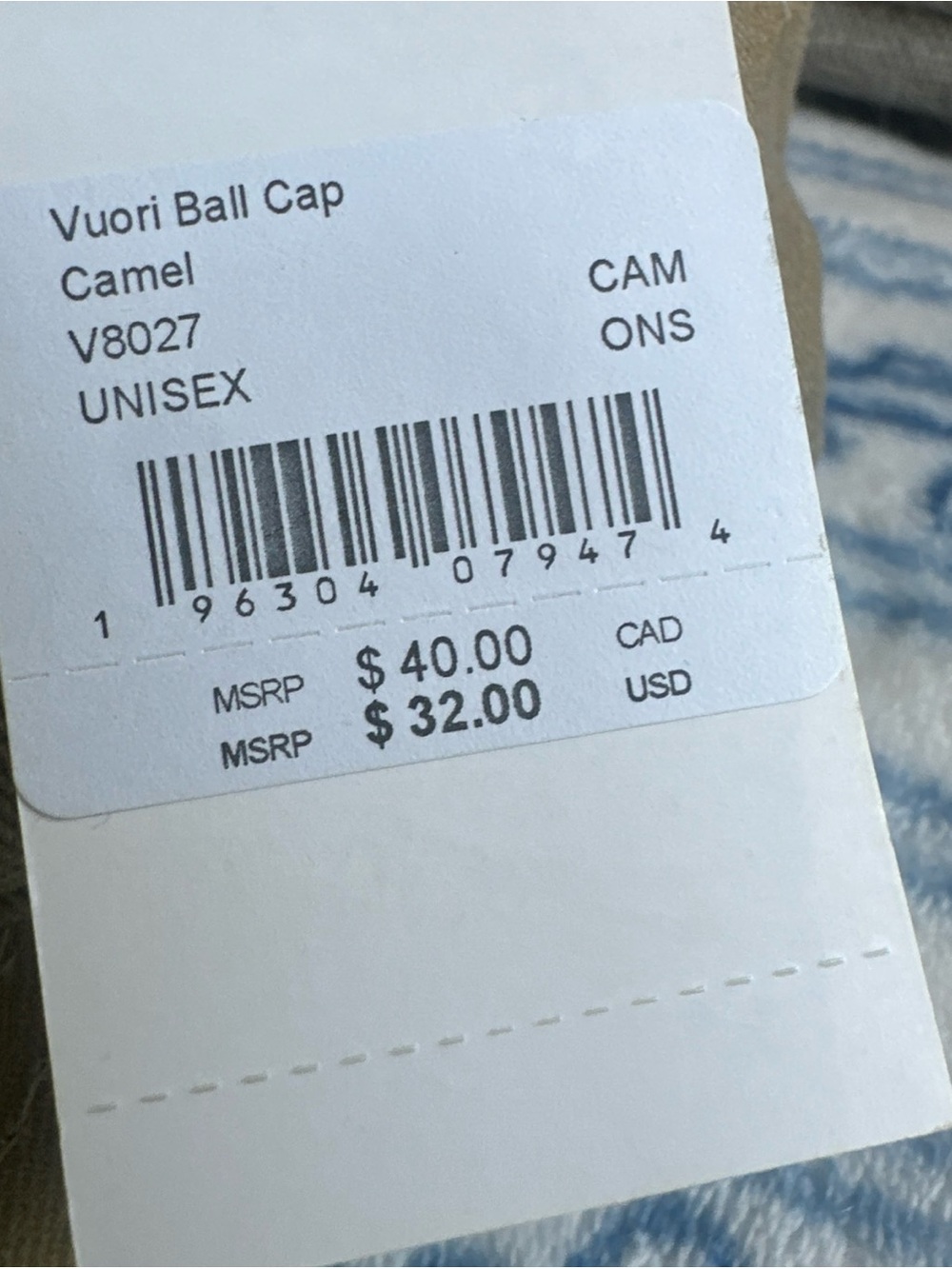 NWT Vuori Ball Cap Brown Cotton Canvas Embroidered Logo Adjustable camel color - Picture 4 of 10